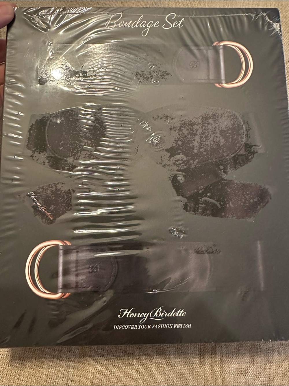 Honey Birdette Black Bondage Set - Rose gold edition